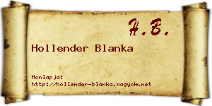 Hollender Blanka névjegykártya